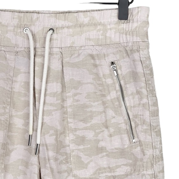 Athleta Cabo Tide Linen Jogger 4 Camo Elastic Waist Pull On Pant Beach Surf Tan - Picture 3 of 10